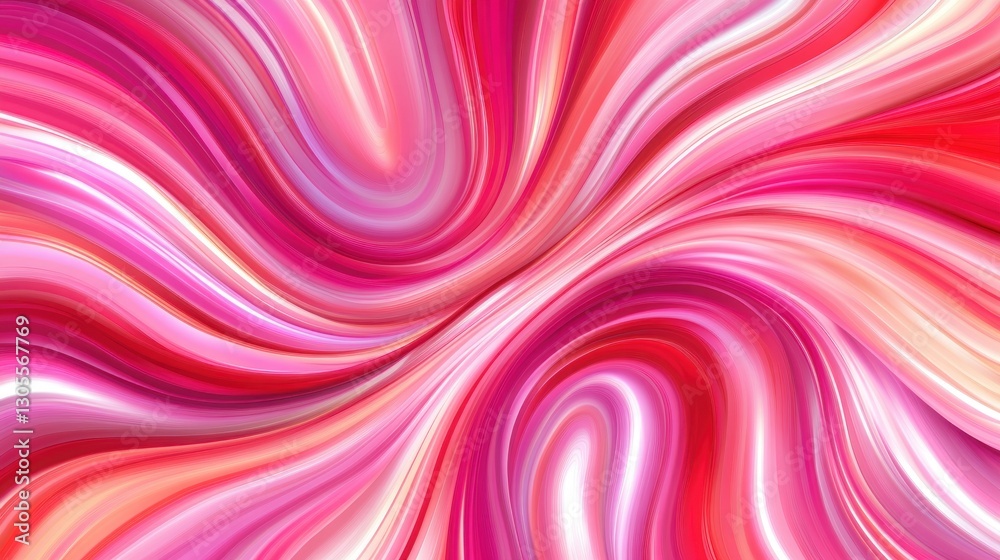 Poster Flowing pink and red swirls and abstract design on a canvas