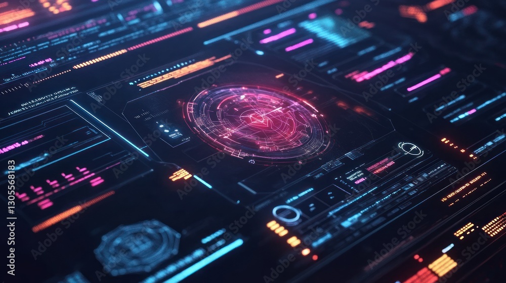 Aufkleber sophisticated futuristic digital interface displays complex information visually