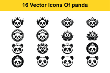 set of panda icons