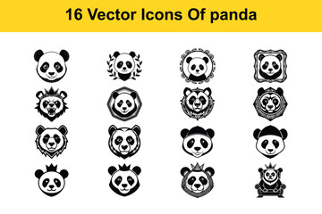 set of panda icons