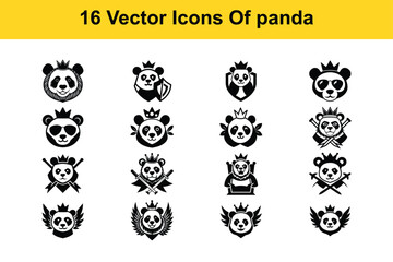 Fototapeta premium set of panda icons