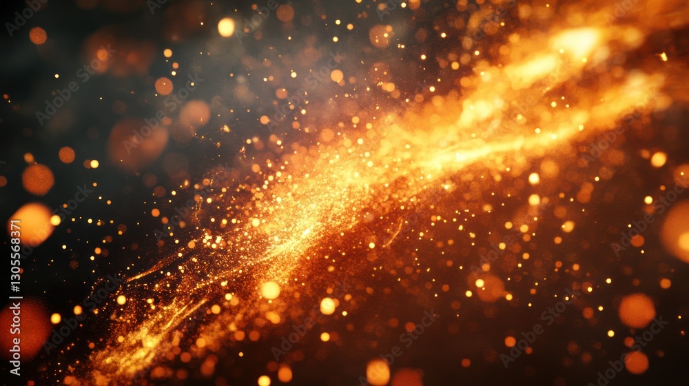 Poster Bright Sparkly Particles Exploding Through Darkening Mysterious Background Space