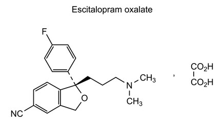 Chemical structure of escitalopram oxalate, drug substance