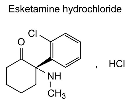 Chemical structure of esketamine hydrochloride, drug substance