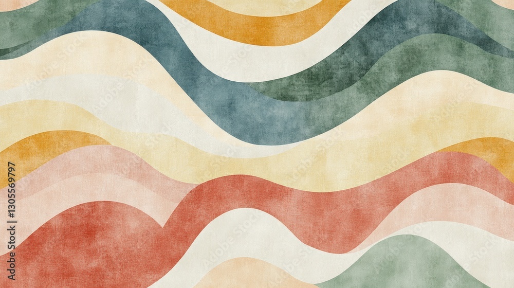 Poster Colorful artistic wavy lines creating an abstract textured background