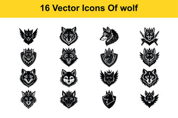 Fototapeta premium set of wolf icons 