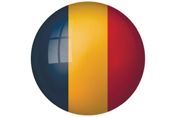 Fototapeta premium Flag of Romania. Romanian national symbol in official colors. Template icon. Abstract vector background. Round glass light ball, 3D big bubble, sphere.