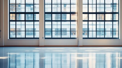The Interior Shows Light Reflections Through Windows And Floor