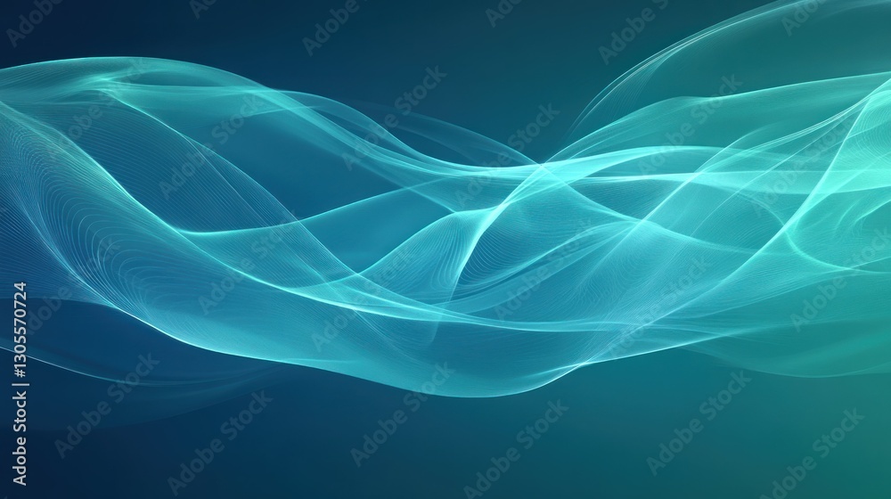 Aufkleber abstract depiction of flowing teal and blue colored wave patterns