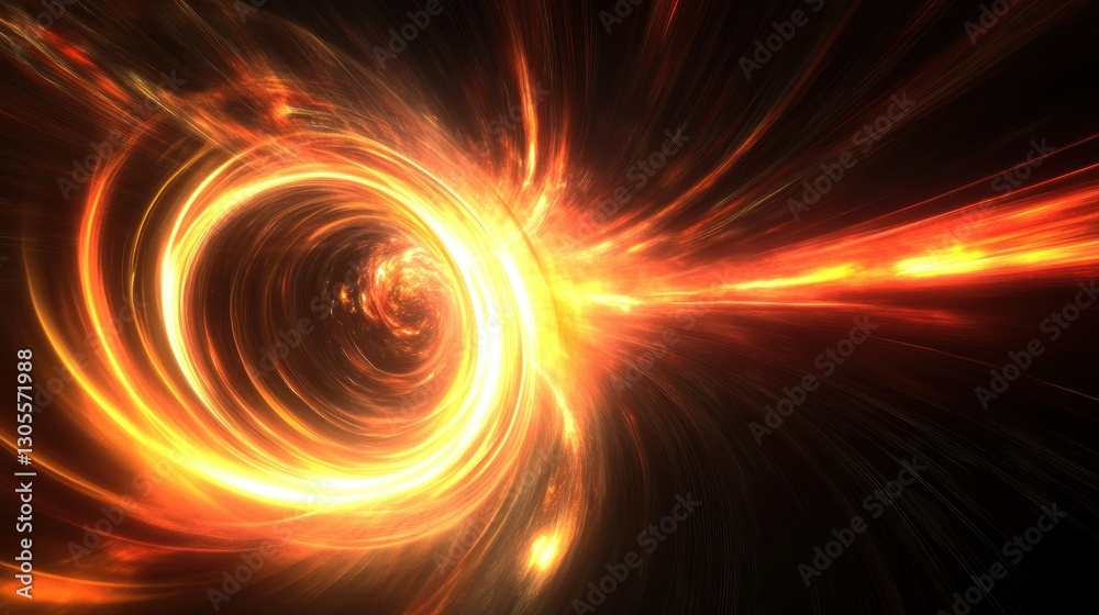 Poster a bright and burning fiery vortex in the deep black void
