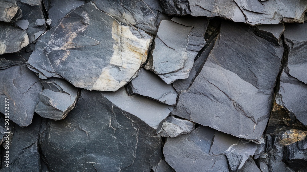 Poster close up view of a stack of layered gray stones