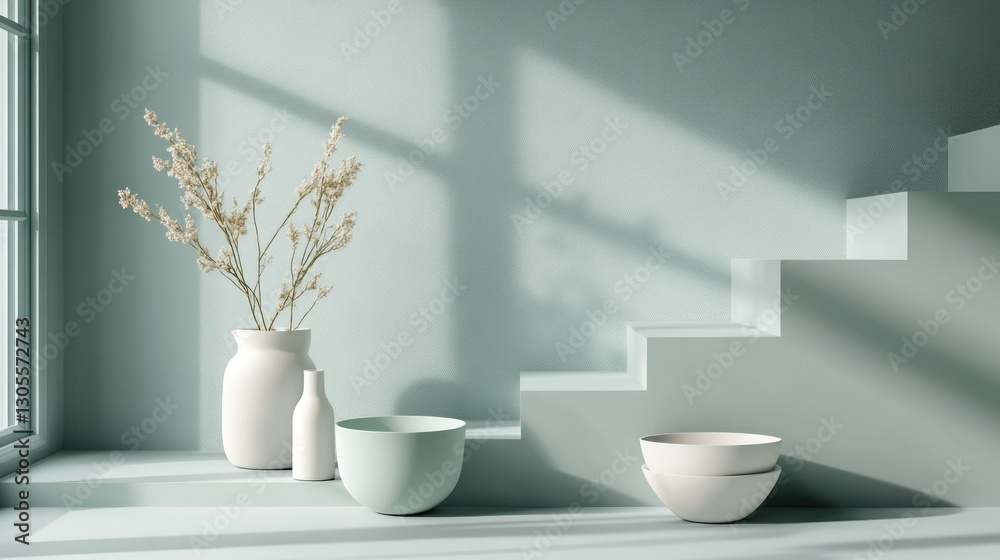 Poster Simple and minimalist still life of elegant objects and lighting