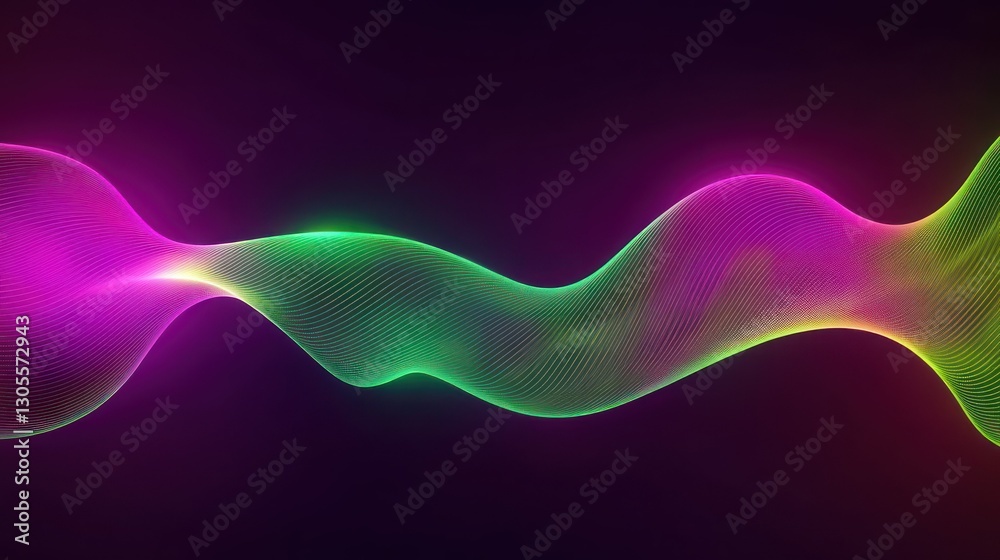 Aufkleber Bright glowing lines form an abstract design with waves