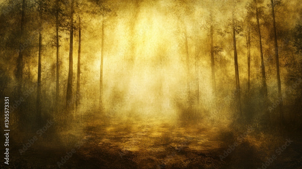 Aufkleber a sunlit forest scene showing trees and a walking path