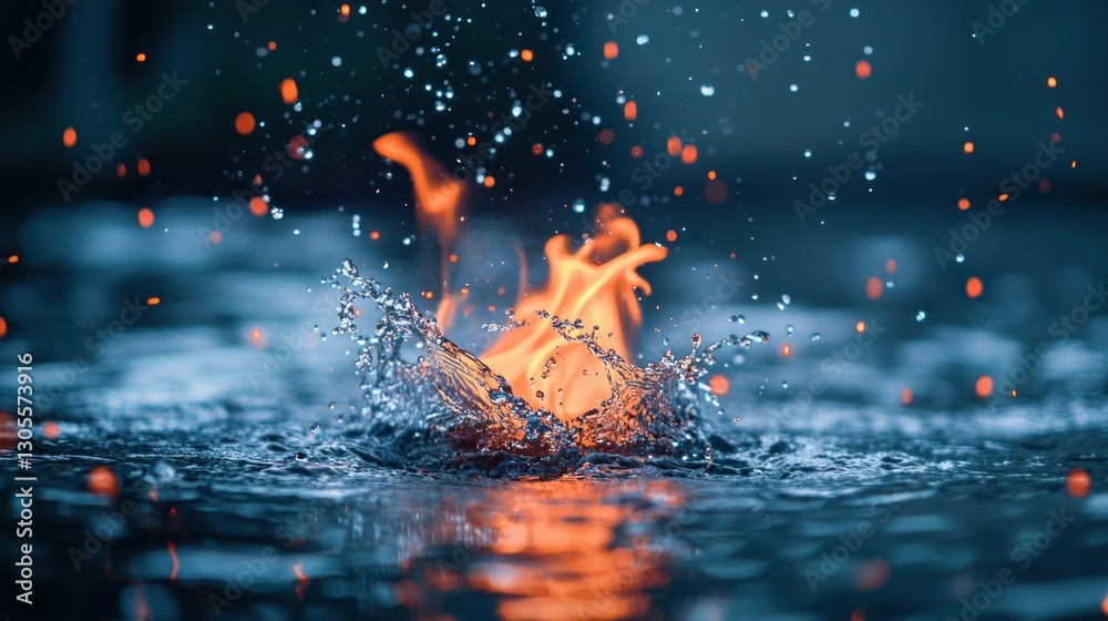 Aufkleber fire and water creating an artistic visual display of opposites