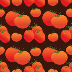 red ripe tomatoes on an endless dark background. large vegetable harvest seamless background