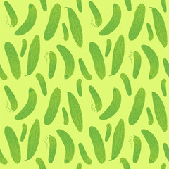 green pattern with cucumbers. whole cucumbers on an endless green background.