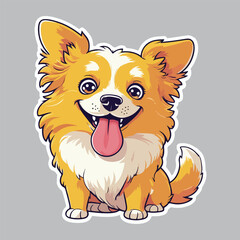 happy dog vector sticker design, puppy vector sticker design