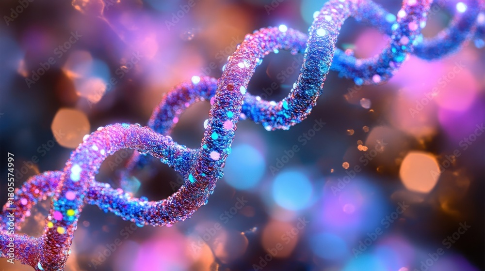 Poster a close up view of a detailed dna double helix