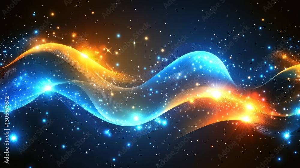Poster The colorful waves and stars create a beautiful background effect