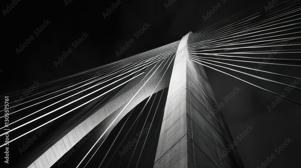 Poster Modern cable stayed bridge showcasing geometric lines and patterns