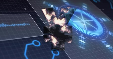 Yen symbol with digital data and futuristic technology interface animation - Powered by Adobe