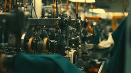 Industrial machines are arranged inside a factory production area