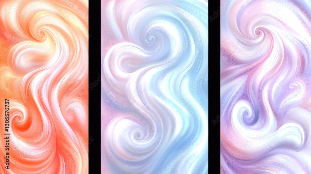 Poster Abstract Colorful Swirls Displayed In Vertical Panels Of Color