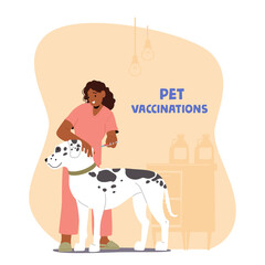Pet vaccination at vet clinic provided by professional veterinarian doctor vector illustration