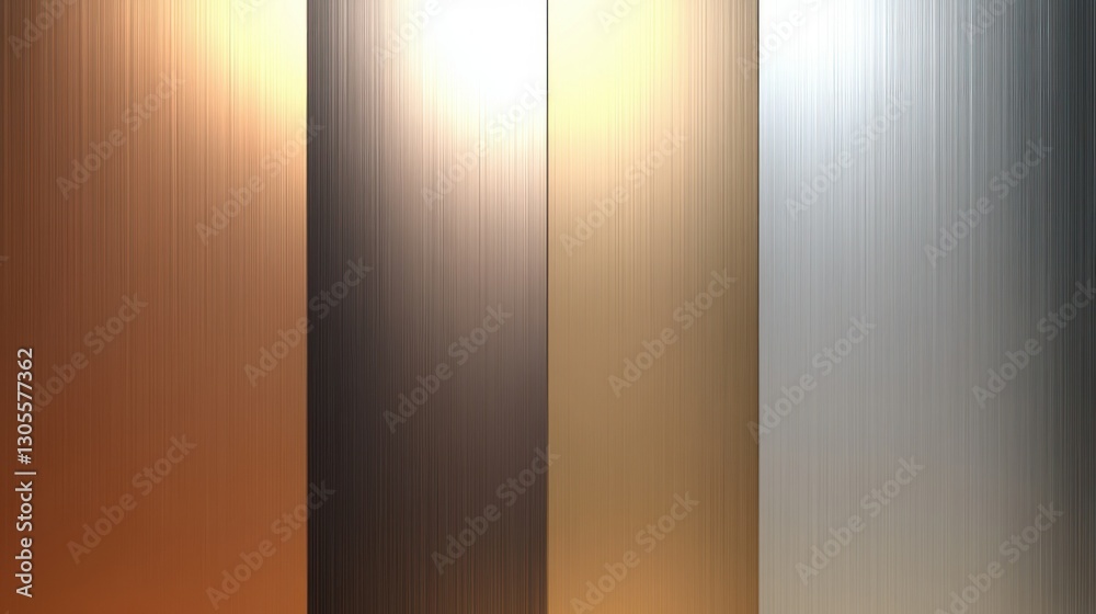 Poster four vertical panels of different metallic textures and colors