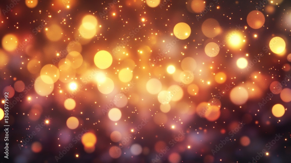 Poster glowing golden bokeh lights with a slightly blurred background are shown