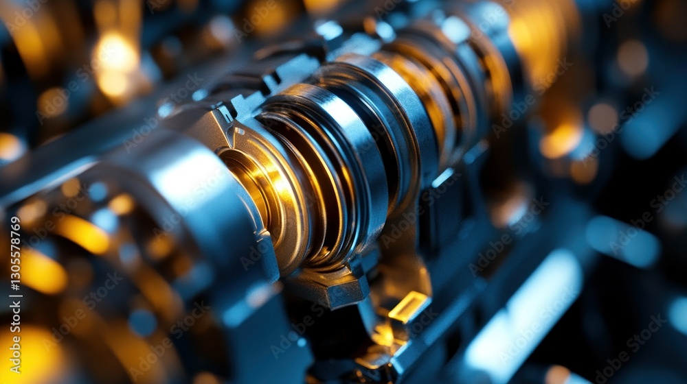 Poster Detailed view of an engine component with multiple metal rings