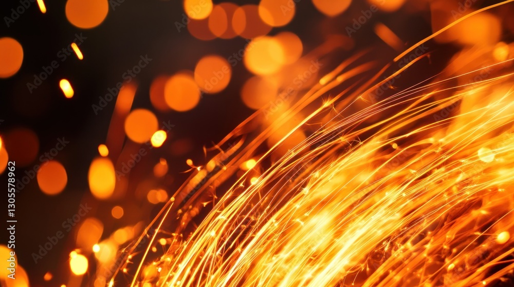 Poster an abstract representation of sparks flying with blurry glowing lights