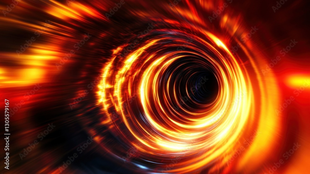 Poster a fiery tunnel depicting a bright wormhole in deep space