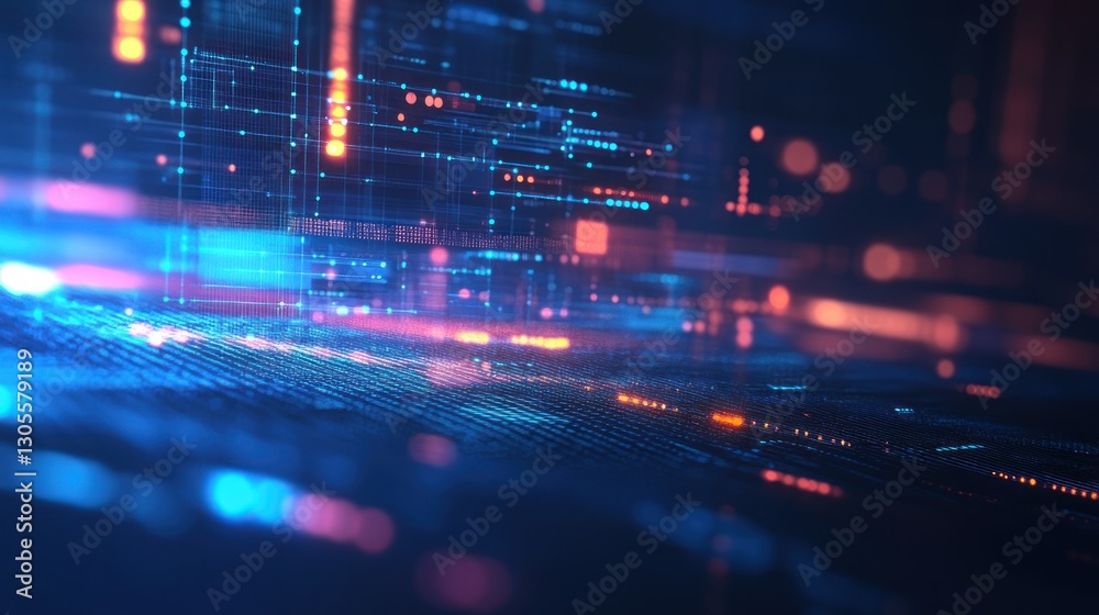 Poster An Abstract Digital Representation Illustrating Data and Network Activity