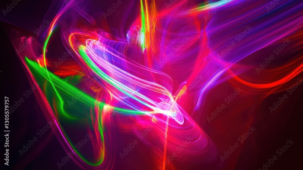 Poster abstract light trails of various colors on dark backgrounds