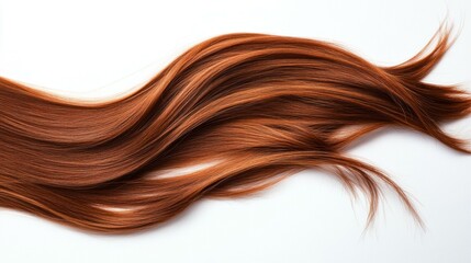 Long, shiny hair of a young woman against a minimalistic white background, showcasing hair textures and movement, emphasizing beauty and health concepts effectively