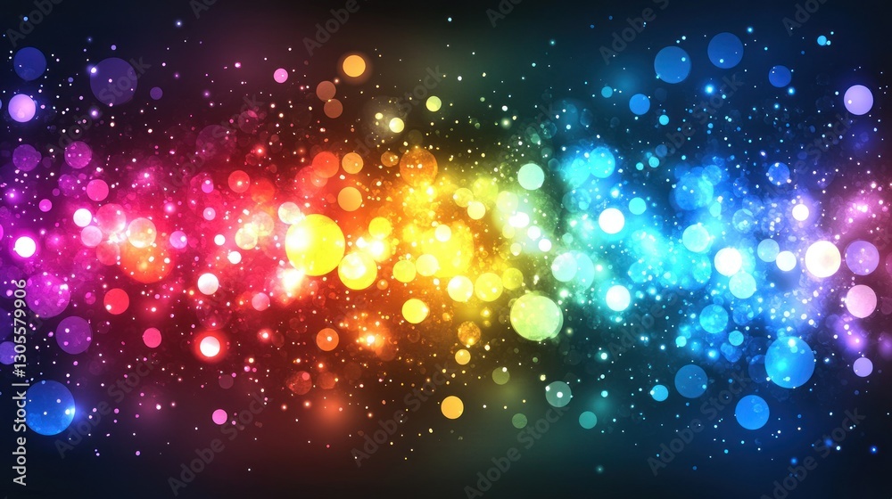 Poster a vibrant colorful collection of bubbles and sparkling light