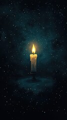 A Glowing Candle Burns Brightly Against a Starry Night