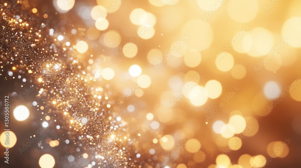 Poster Golden Sparkles Form a Blurred Background with Bokeh Effects