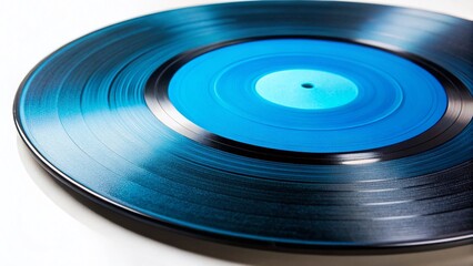 Macro Shot of a Blank Blue 45 RPM Vinyl Record Label