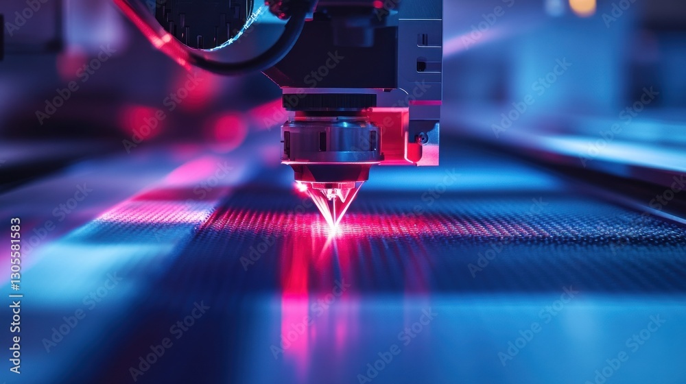 Poster A powerful laser cutting machine performing precise and controlled action