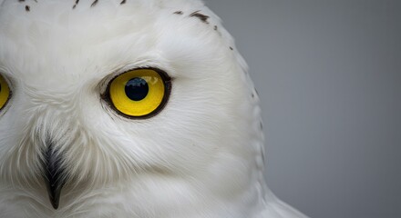 Obraz premium Close-up of a Snowy Owl's Face with Striking Yellow Eyes