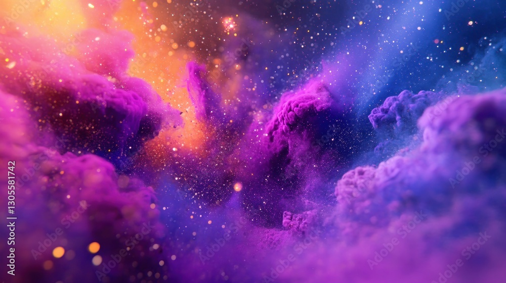 Aufkleber A Colorful Cloudscape Displays Different Hues and Sparkly Light Elements