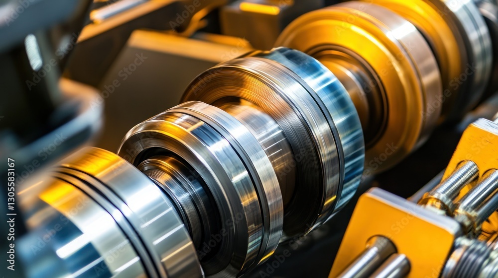Poster a close up of a complex industrial machine component