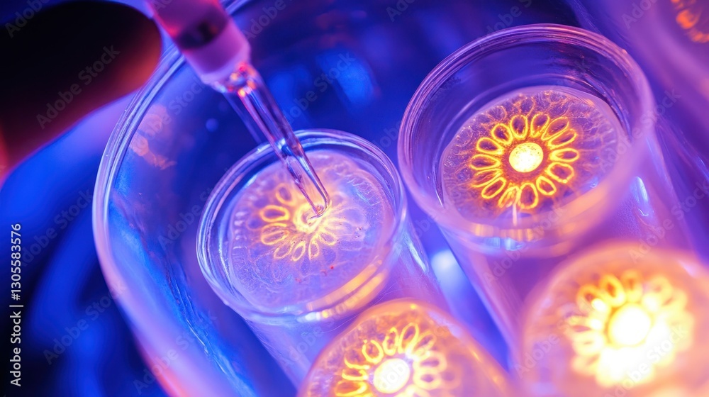 Poster Scientist is experimenting with a solution in a laboratory environment