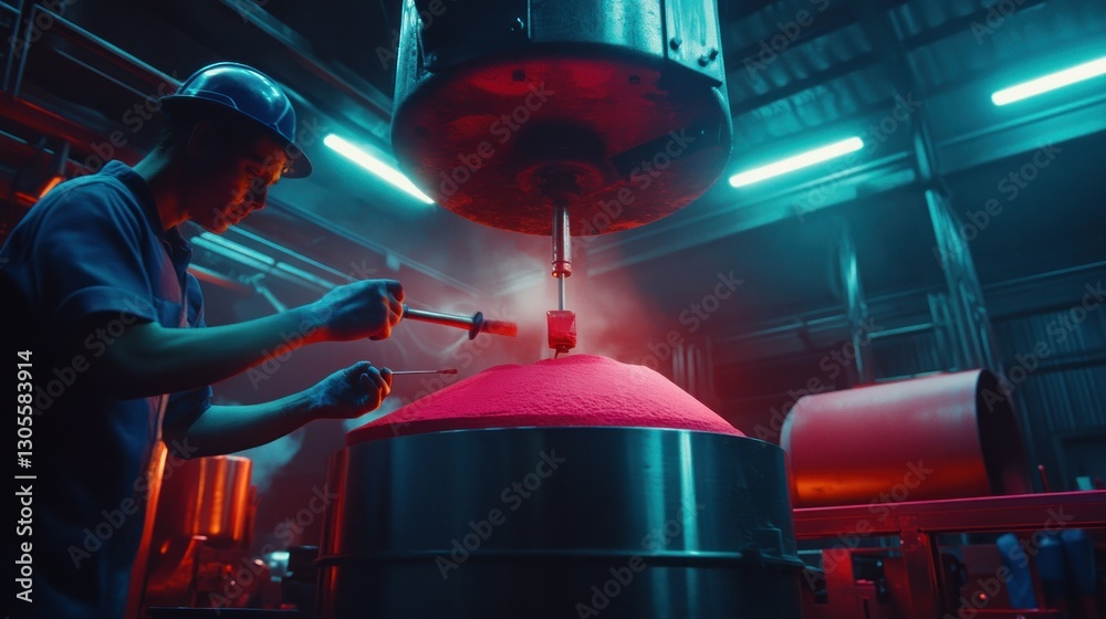 Aufkleber a worker is carefully inspecting a machine in the laboratory