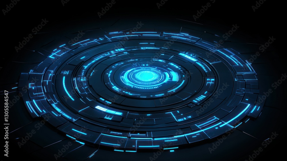 Aufkleber blue futuristic technology background depicting a circular interface platform