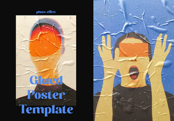 Glued Crumpled Paper Poster Photo Effect