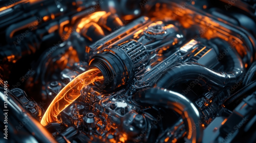 Poster A Close Up View of a Complex Engine Structure